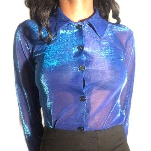 Vintage Y2K Sheer Blue Button Up shirt